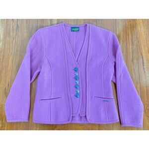 Geiger Austria pure new wool heart metal button up sweater jacket coat 36 (US S)